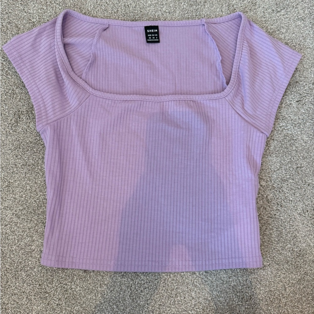 ✨ Lilac Purple Ribbed Tee